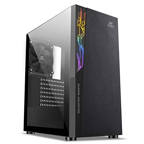 Ant Esports ICE-120AG Mid Tower Computer Case I Gaming Cabinet Supports ATX, Micro-ATX, Mini-ITX Motherboard with 1 x 120 mm Rear Fan Preinstalled - Black