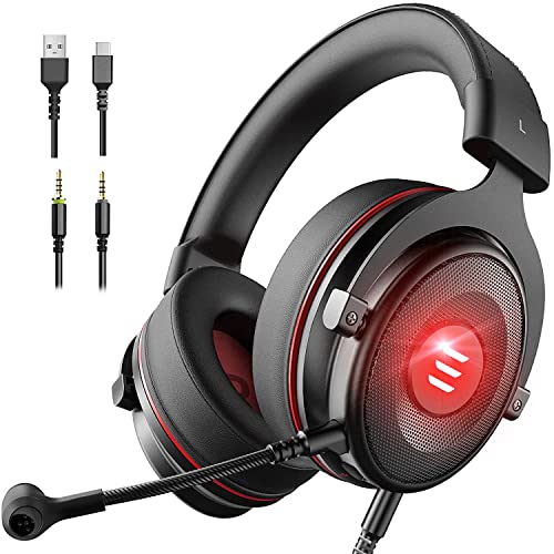 EKSA E900Pro Gaming Wired Over Ear Headphones with Virtual 7.1 Surround Sound, Noise Cancelling with Mic & Led, Compatible with PC, PS4, PS5, Xbox One